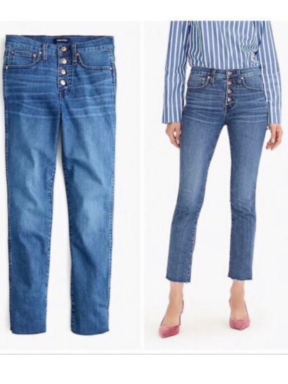 J.Crew button fly raw hem 9” vintage straight jeans 26
